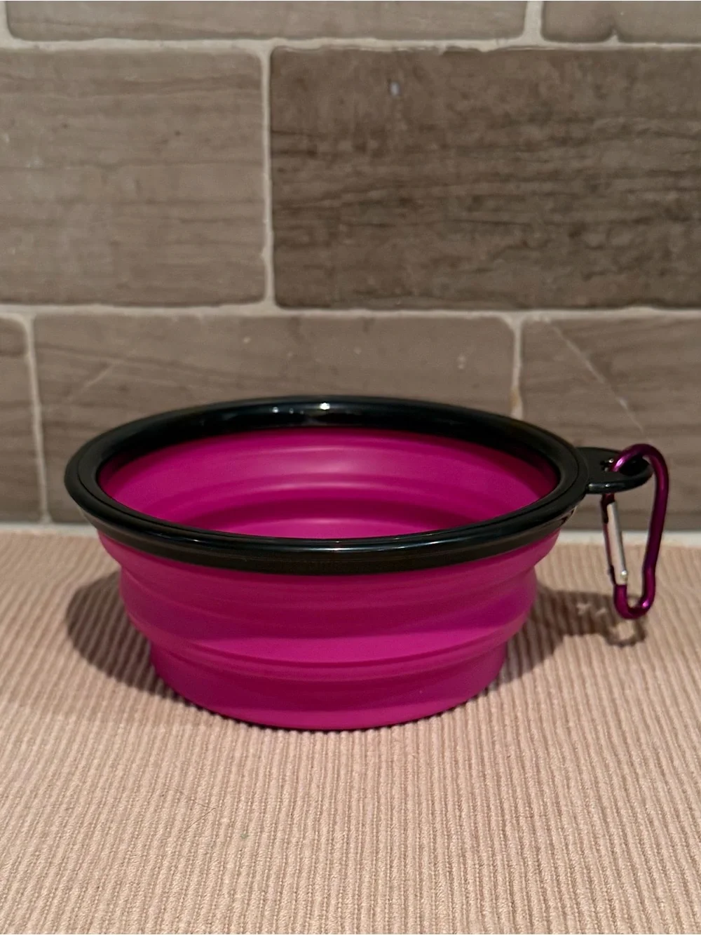 NWT Pink Collapsible Silicone Pet Bowl with Carabiner Clip 5